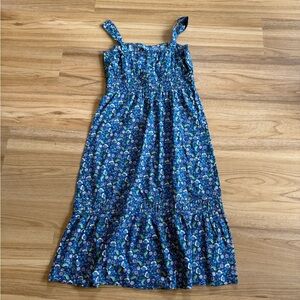 Loft Ann Taylor Floral Smocked Maxi Dress Blue NWT Sz XL Petite